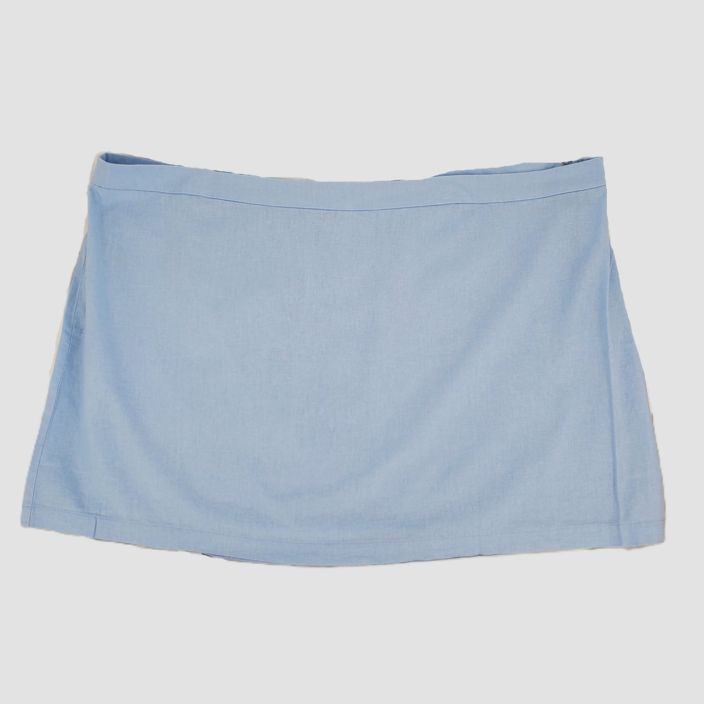 Old Navy Womens 4X Mini Skirt Light Blue Linen Blend Lightweight Side Zipper New